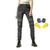 Vaqueros biker grises para mujer